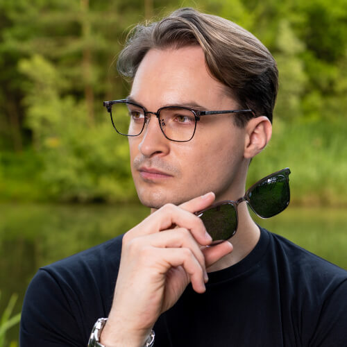 Dioptrické okuliare so slnečným klipom