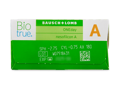 Biotrue ONEday for Astigmatism (30 šošoviek) - Náhľad parametrov šošoviek