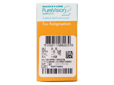 PureVision 2 for Astigmatism (6 šošoviek) - Náhľad parametrov šošoviek
