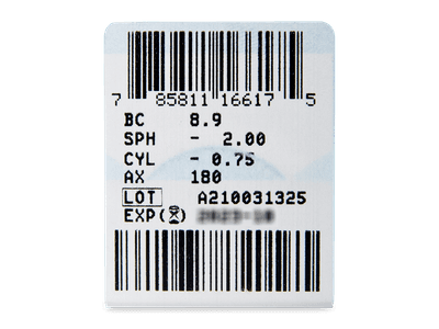 PureVision 2 for Astigmatism (3 šošovky) - Náhľad parametrov šošoviek