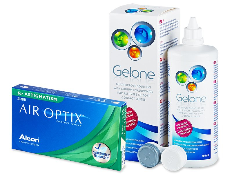 Air Optix for Astigmatism (6 šošoviek) + roztok Gelone 360ml - Výhodný balíček