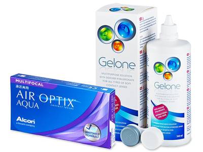 Air Optix Aqua Multifocal (6 šošoviek) + roztok Gelone 360ml - Starší vzhľad