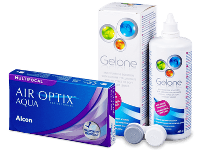 Air Optix Aqua Multifocal (6 šošoviek) + roztok Gelone 360ml