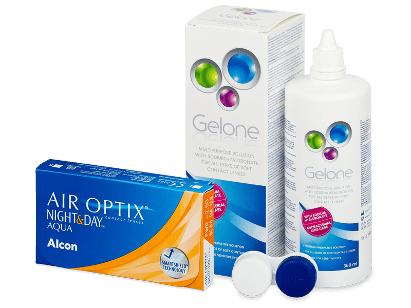 Air Optix Night and Day Aqua (6 šošoviek) + Gelone 360 ml - Výhodný balíček