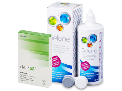 Clear 58 (6 šošoviek) + roztok Gelone 360 ml - Výhodný balíček