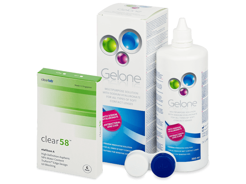Clear 58 (6 šošoviek) + Gelone 360 ml - Výhodný balíček