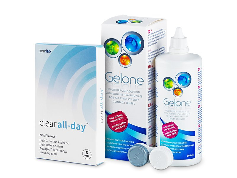 Clear All-Day (6 šošoviek) + roztok Gelone 360 ml - Výhodný balíček