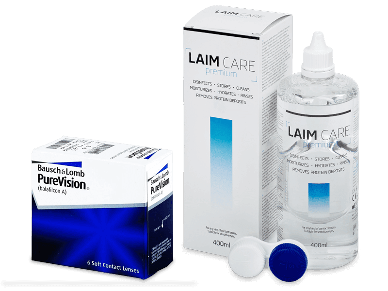 PureVision (6 šošoviek) + roztok Laim Care 400 ml - Výhodný balíček