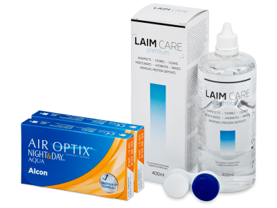 Air Optix Night and Day Aqua (2x 3 šošovky) + roztok Laim Care 400 ml