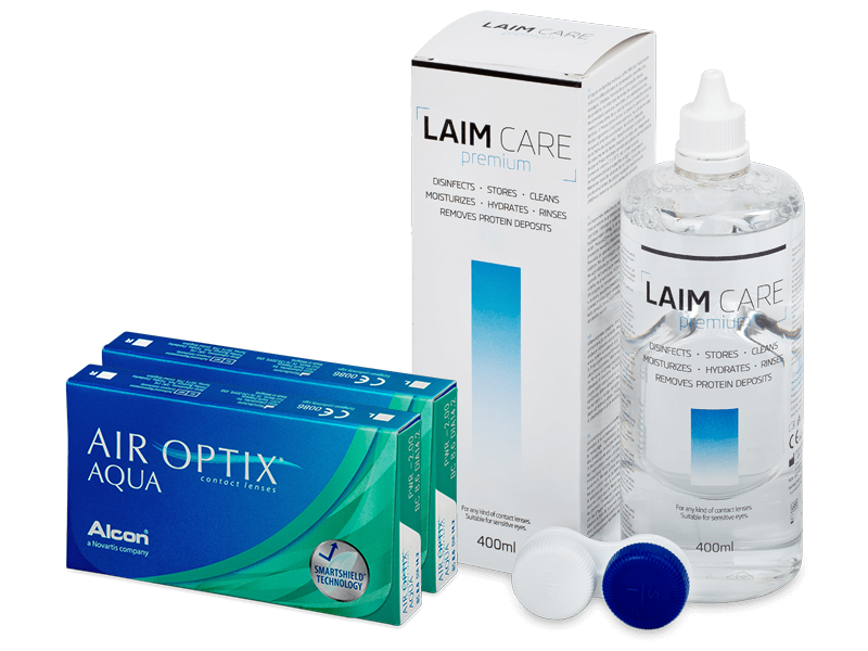 Air Optix Aqua  (2x3 šošovky) + roztok Laim-Care 400ml - Výhodný balíček