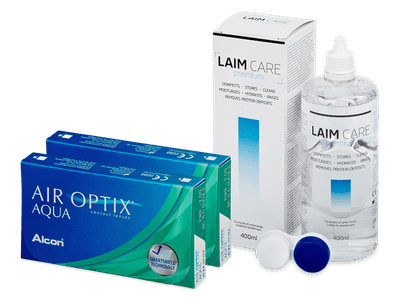 Air Optix Aqua (2x 3 šošovky) + roztok Laim Care 400 ml - Výhodný balíček