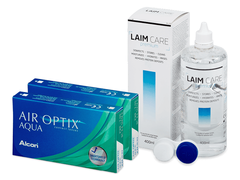 Air Optix Aqua (2x 3 šošovky) + roztok Laim Care 400 ml - Výhodný balíček
