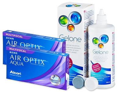 Air Optix Aqua Multifocal (2x3 šošovky) + roztok Gelone 360ml - Starší vzhľad