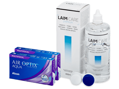 Air Optix Aqua Multifocal (2x 3 šošovky) + roztok Laim Care 400 ml