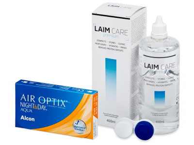 Air Optix Night and Day Aqua (6 šošoviek) + roztok Laim Care 400 ml