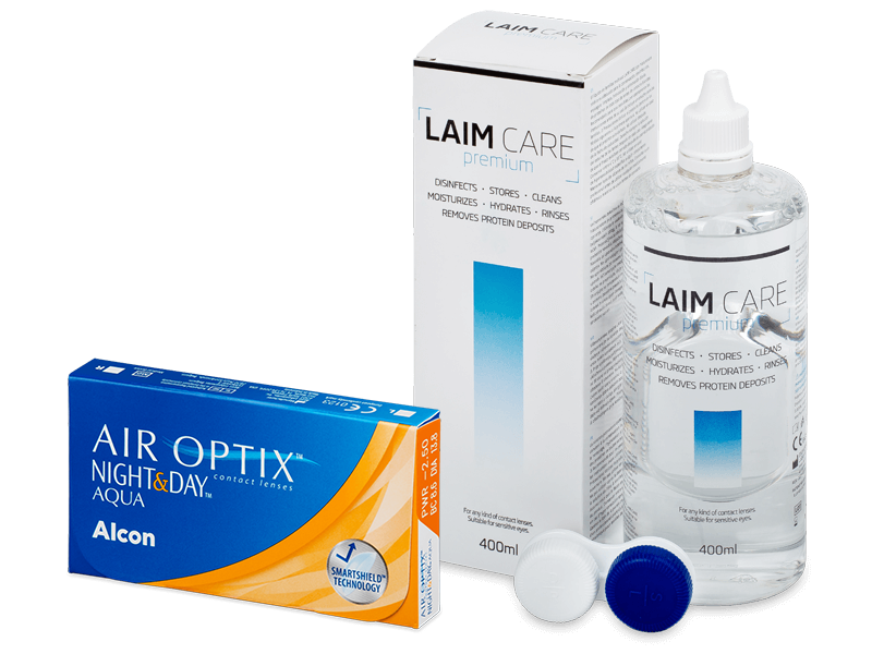 Air Optix Night and Day Aqua (6 šošoviek) + roztok Laim-Care 400ml - Výhodný balíček