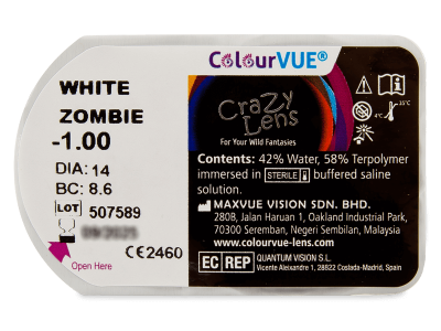 ColourVUE Crazy Lens - White Zombie - dioptrické (2 šošovky) - Vzhľad blistra so šošovkou