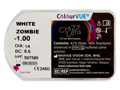 ColourVUE Crazy Lens - White Zombie - dioptrické (2 šošovky) - Vzhľad blistra so šošovkou