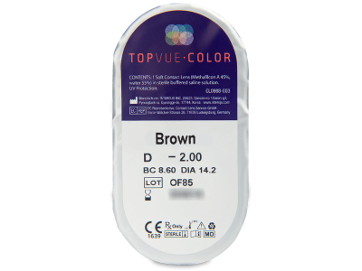 TopVue Color - Brown - dioptrické (2 šošovky) - Vzhľad blistra so šošovkou