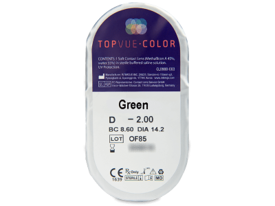 TopVue Color - Green - dioptrické (2 šošovky) - Vzhľad blistra so šošovkou