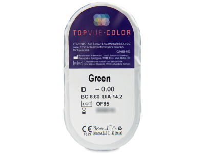 TopVue Color - Green - nedioptrické (2 šošovky) - Vzhľad blistra so šošovkou