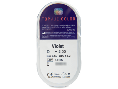 TopVue Color - Violet - nedioptrické (2 šošovky) - Vzhľad blistra so šošovkou