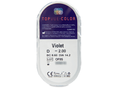 TopVue Color - Violet - dioptrické (2 šošovky) - Vzhľad blistra so šošovkou