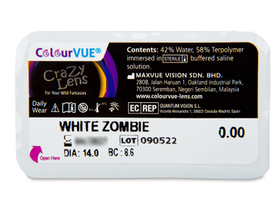 ColourVUE Crazy Lens - White Zombie - jednodenné nedioptrické (2 šošovky) - Vzhľad blistra so šošovkou