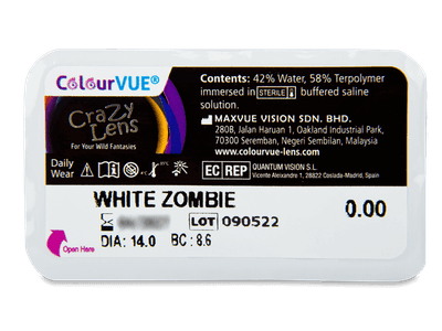 ColourVUE Crazy Lens - White Zombie - jednodenné nedioptrické (2 šošovky) - Vzhľad blistra so šošovkou