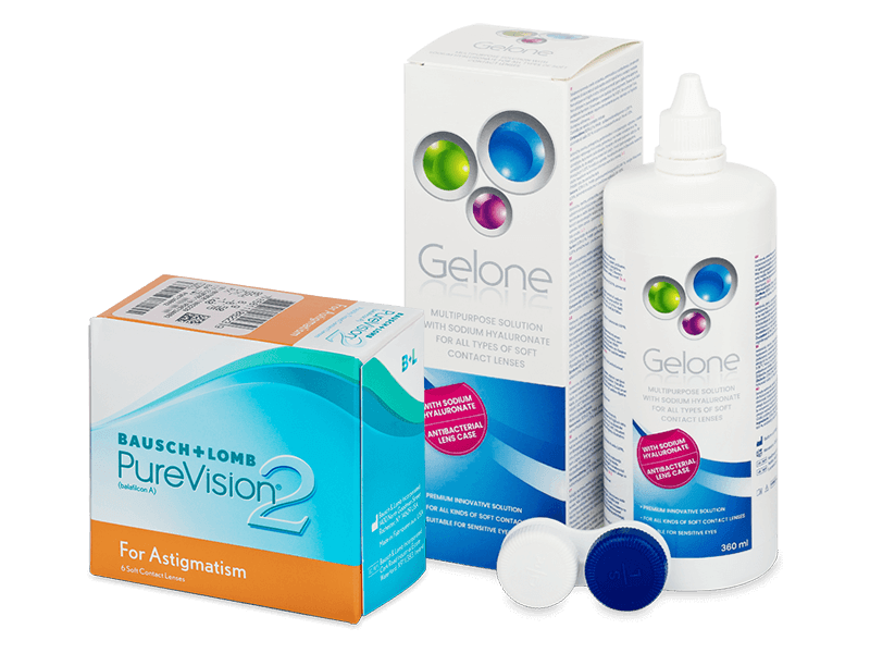 PureVision 2 for Astigmatism (6 šošoviek) + Gelone 360 ml - Výhodný balíček
