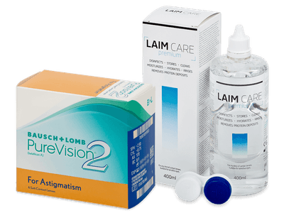 PureVision 2 for Astigmatism (6 šošoviek) + roztok Laim Care 400 ml