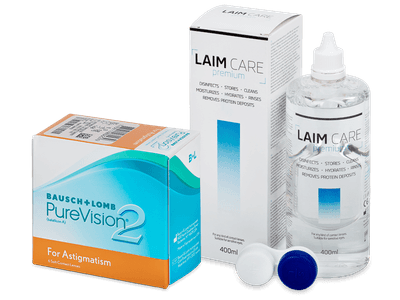 PureVision 2 for Astigmatism (6 šošoviek) + roztok Laim-Care 400 ml