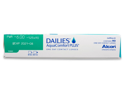 Dailies AquaComfort Plus Toric (90 šošoviek) - Náhľad parametrov šošoviek