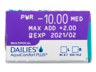 Dailies AquaComfort Plus Multifocal (30 šošoviek) - Náhľad parametrov šošoviek