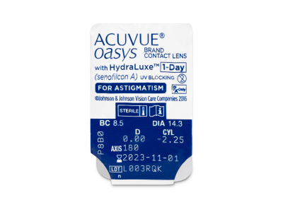 Acuvue Oasys 1-Day with HydraLuxe for Astigmatism (30 šošoviek) - Vzhľad blistra so šošovkou