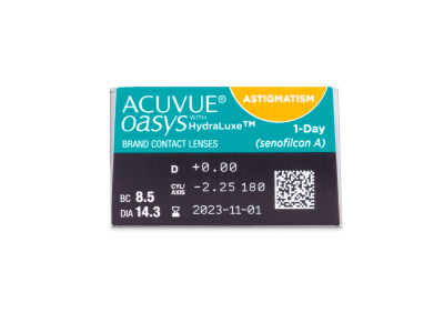 Acuvue Oasys 1-Day with HydraLuxe for Astigmatism (30 šošoviek) - Náhľad parametrov šošoviek