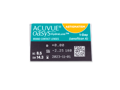 Acuvue Oasys 1-Day with HydraLuxe for Astigmatism (30 šošoviek) - Náhľad parametrov šošoviek