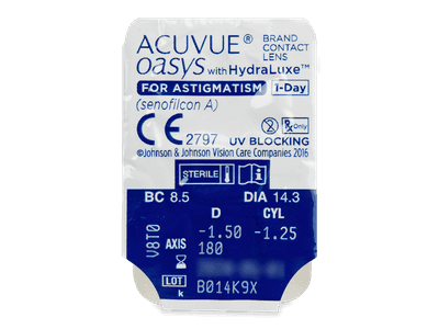 Acuvue Oasys 1-Day with HydraLuxe for Astigmatism (30 šošoviek) - Vzhľad blistra so šošovkou