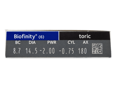 Biofinity Toric (6 šošoviek) - Náhľad parametrov šošoviek