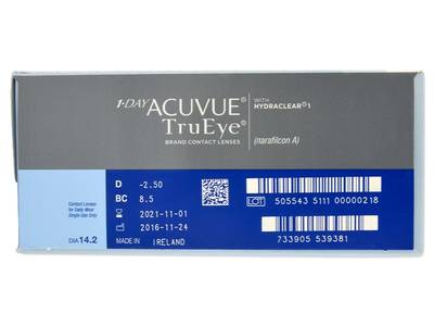 1 Day Acuvue TruEye (180 šošoviek) - Náhľad parametrov šošoviek