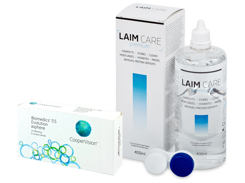 Biomedics 55 Evolution (6 šošoviek) + roztok Laim-Care 400 ml - Výhodný balíček