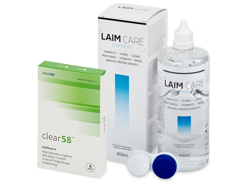 Clear 58 (6 šošoviek) + roztok Laim-Care 400 ml - Výhodný balíček