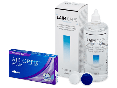 Air Optix Aqua Multifocal (6 šošoviek) + roztok Laim Care 400 ml