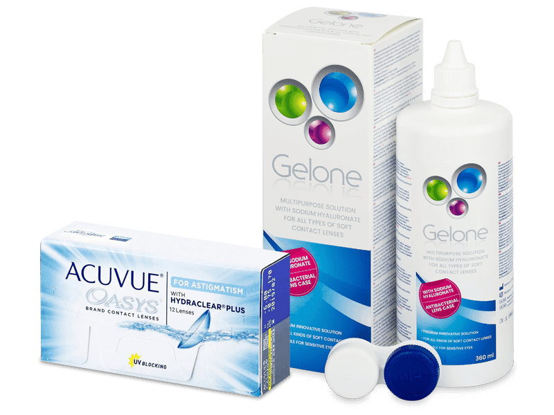 Acuvue Oasys for Astigmatism (12 šošoviek) + roztok Gelone 360 ml - Výhodný balíček