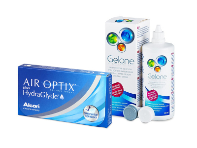 Air Optix plus HydraGlyde (3 šošovky) + roztok Gelone 360 ml