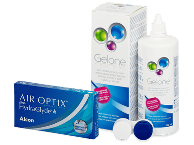 Air Optix plus HydraGlyde (6 šošoviek) + roztok Gelone 360 ml