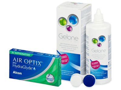 Air Optix plus HydraGlyde for Astigmatism (3 šošovky) + Gelone 360 ml - Výhodný balíček