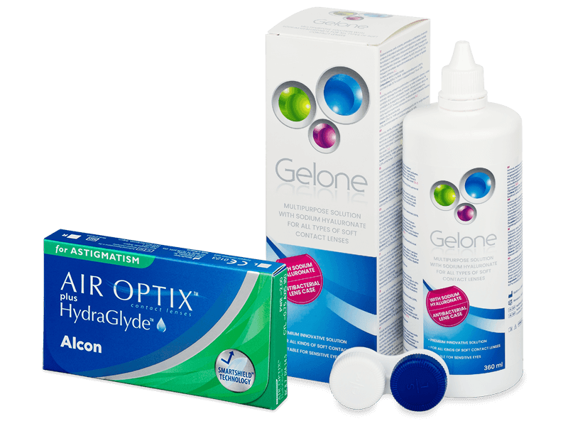 Air Optix plus HydraGlyde for Astigmatism (3 šošovky) + Gelone 360 ml - Výhodný balíček