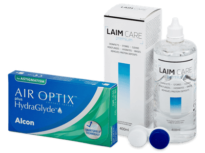Air Optix plus HydraGlyde for Astigmatism (3 šošovky) + roztok Laim Care 400 ml