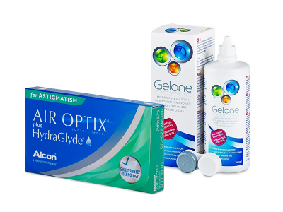 Air Optix plus HydraGlyde for Astigmatism (6 šošoviek) + roztok Gelone 360 ml